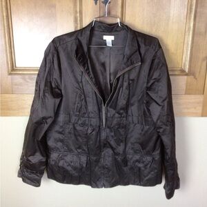 Chicos 3 chocolate brown metallic sheen front zip Jacket